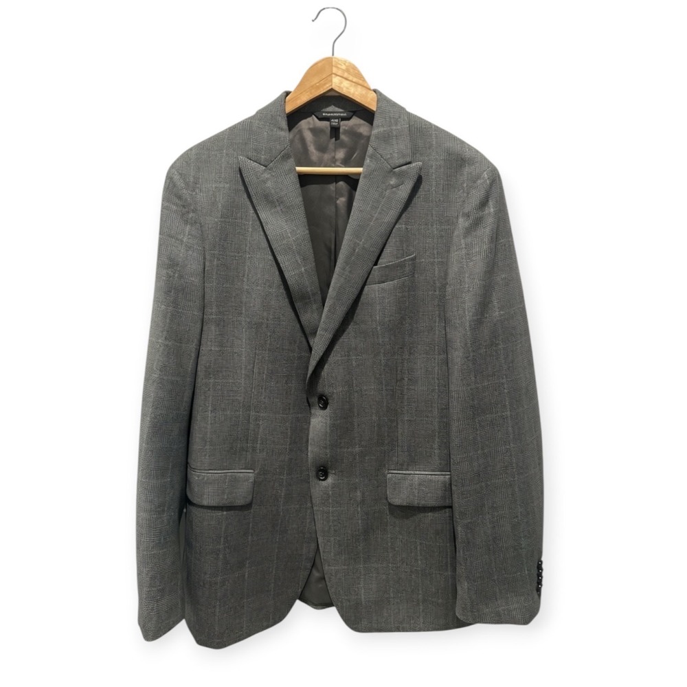 Banana Republic Blazer Grey Glen Plaid Wool Slim Fit Italian 40R